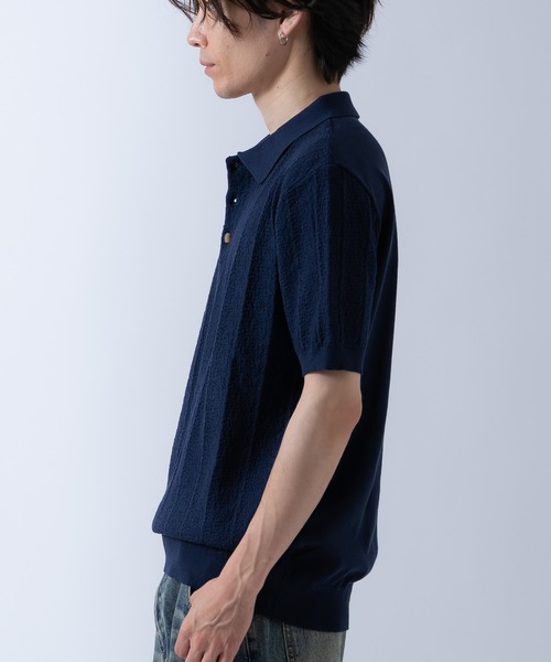 Crownor(クラウノアー)の「ニット 半袖ポロシャツ(ポロシャツ・メンズ・ネイビー/ブラック/ホワイト・LARGE/MEDIUM)」の12枚目の写真