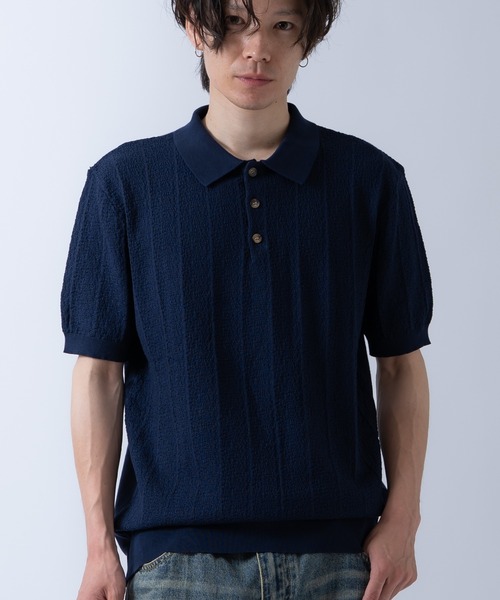 Crownor(クラウノアー)の「ニット 半袖ポロシャツ(ポロシャツ・メンズ・ネイビー/ブラック/ホワイト・LARGE/MEDIUM)」の5枚目の写真