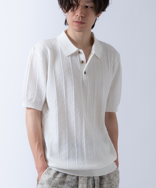 Crownor(クラウノアー)の「ニット 半袖ポロシャツ(ポロシャツ・メンズ・ネイビー/ブラック/ホワイト・LARGE/MEDIUM)」の20枚目の写真