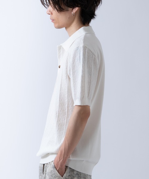 Crownor(クラウノアー)の「ニット 半袖ポロシャツ(ポロシャツ・メンズ・ネイビー/ブラック/ホワイト・LARGE/MEDIUM)」の14枚目の写真