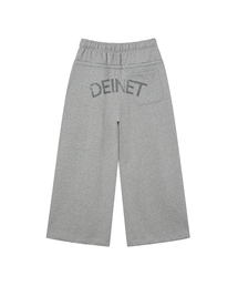 DEINET BACK LOGO SWEAT PANTS IN MELANGE GREY