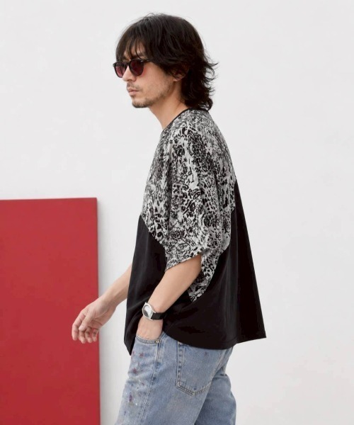 KAMINARI_TOKIO(カミナリトキオ)の「アシメ切替総柄ドルマンプルオーバー(Tシャツ/カットソー・レディース・ホワイト/ブラック/ブラウン・FREE)」の19枚目の写真