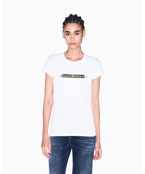 ARMANI EXCHANGE(アルマーニエクスチェンジ)の「【A|X アルマーニ エクスチェンジ】<オンライン限定>ゴールドロゴ 半袖クルーネックTシャツ/SLIM(Tシャツ/カットソー・レディース・ブラック/ホワイト・X-SMALL/X-LARGE/SMALL/MEDIUM/LARGE)」の1枚目の写真