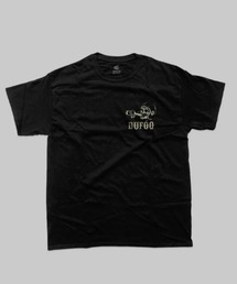 バックヘルメットスカルロゴワンポイントプリントTシャツ