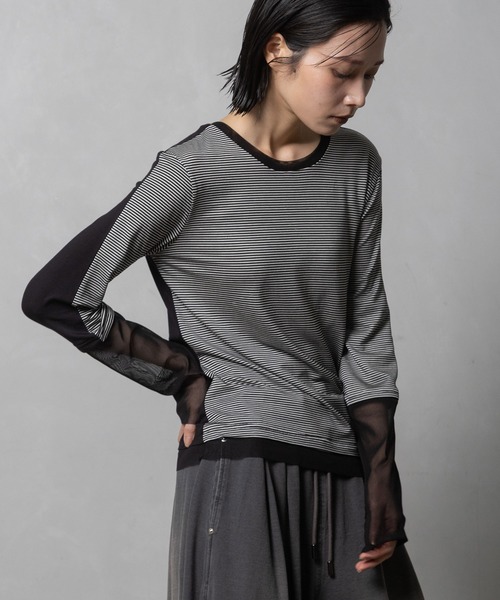 MARECHAL TERRE(マルシャルテル)の「【前後着用可】2Way シアーインナー(Tシャツ/カットソー・レディース・ブラック系/グレー系/ブラック/オフホワイト/ネイビー系・MEDIUM)」の4枚目の写真