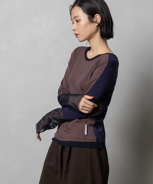 MARECHAL TERRE(マルシャルテル)の「【前後着用可】2Way シアーインナー(Tシャツ/カットソー・レディース・ブラック系/グレー系/ブラック/オフホワイト/ネイビー系・MEDIUM)」の6枚目の写真