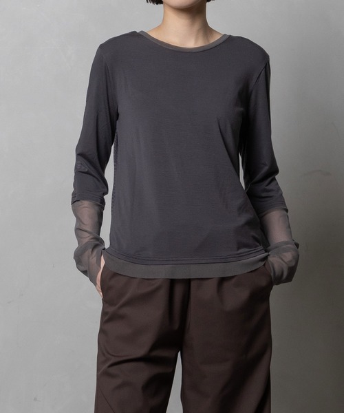 MARECHAL TERRE(マルシャルテル)の「【前後着用可】2Way シアーインナー(Tシャツ/カットソー・レディース・ブラック系/グレー系/ブラック/オフホワイト/ネイビー系・MEDIUM)」の21枚目の写真