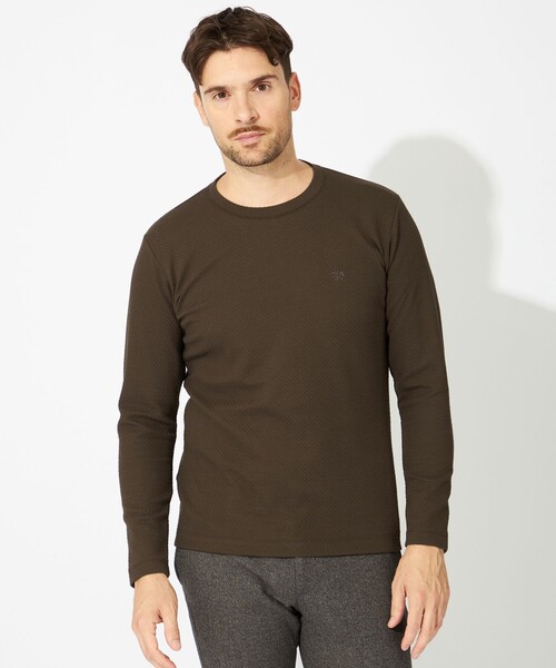 EPOCA UOMO(エポカウォモ)の「編み柄ジャカードカットソー(Tシャツ/カットソー・メンズ・グレー系その他/ブラック/ホワイト/ブラウン系その他6・46/48)」の4枚目の写真