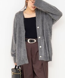 カシミヤファー加工Vネックカーディガン