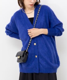 カシミヤファー加工Vネックカーディガン