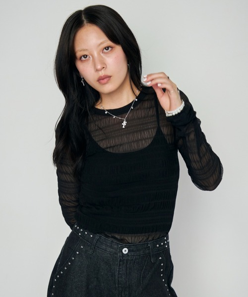 Haze Reverie（ヘイズレヴァリー）の「シャーリングシアートップス（Tシャツ/カットソー・レディース・ホワイト/ブラック/ブラウン・FREE）」の14枚目の写真