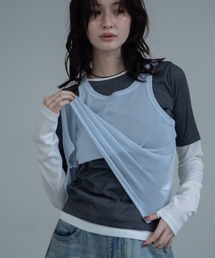 レイヤード配色ロンTee/シアータンクセット