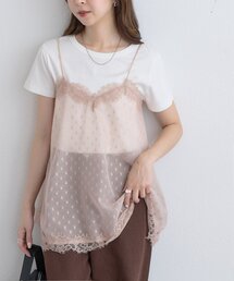 【WEB限定】ドット柄レーストリムキャミチュニック