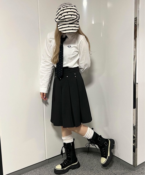 WC(ダブル シー)の「スタッズデザインミドルスカート(スカート・レディース・ブラウン/ブラック・FREE)」の9枚目の写真