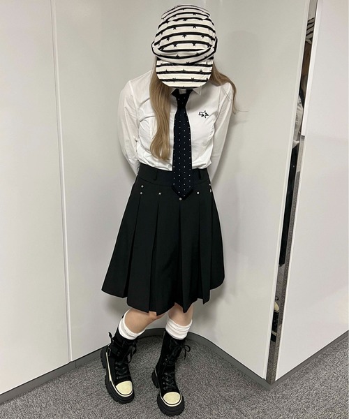WC(ダブル シー)の「スタッズデザインミドルスカート(スカート・レディース・ブラウン/ブラック・FREE)」の10枚目の写真