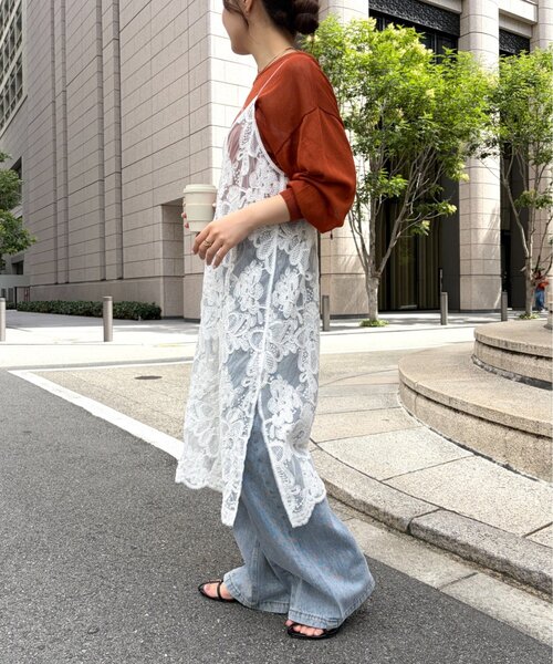 Jena espace merveilleux(ジェナ エスパスメルヴェイユ)の「〈8/15インスタライブご紹介アイテム〉【PalinkA/パリンカ】レース刺繍キャミワンピース(ワンピース・レディース・ブラック/オフホワイト・FREE)」の5枚目の写真