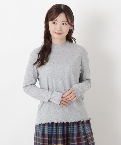 one'sterrace(ワンズテラス)の「シアーハイネックメロープルオーバー(Tシャツ/カットソー・レディース・ブラック系8/ダークブラウン系8/グレー系4/ブルー系その他7/オリーブ系3/アイボリー系8・02)」の3枚目の写真