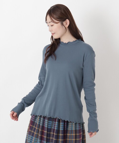 one'sterrace(ワンズテラス)の「シアーハイネックメロープルオーバー(Tシャツ/カットソー・レディース・ブラック系8/ダークブラウン系8/グレー系4/ブルー系その他7/オリーブ系3/アイボリー系8・02)」の6枚目の写真
