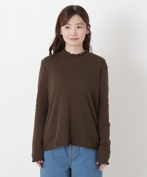 one'sterrace(ワンズテラス)の「シアーハイネックメロープルオーバー(Tシャツ/カットソー・レディース・ブラック系8/ダークブラウン系8/グレー系4/ブルー系その他7/オリーブ系3/アイボリー系8・02)」の7枚目の写真