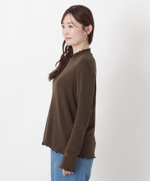 one'sterrace(ワンズテラス)の「シアーハイネックメロープルオーバー(Tシャツ/カットソー・レディース・ブラック系8/ダークブラウン系8/グレー系4/ブルー系その他7/オリーブ系3/アイボリー系8・02)」の8枚目の写真
