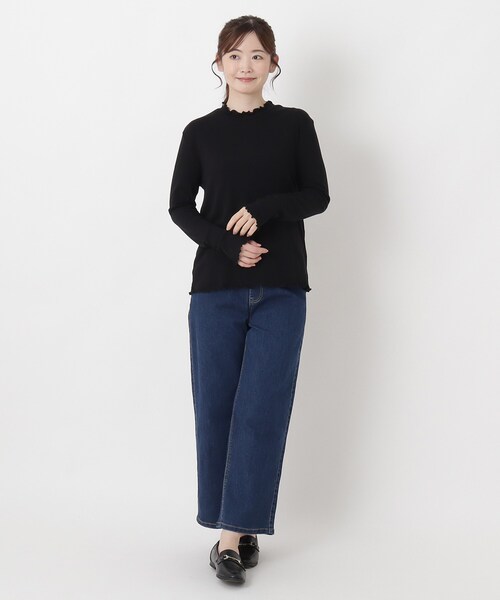 one'sterrace(ワンズテラス)の「シアーハイネックメロープルオーバー(Tシャツ/カットソー・レディース・ブラック系8/ダークブラウン系8/グレー系4/ブルー系その他7/オリーブ系3/アイボリー系8・02)」の19枚目の写真