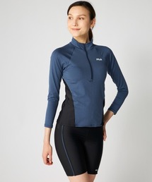 杢無地ロゴ 長袖ハーフジップセパレート フィットネス水着
