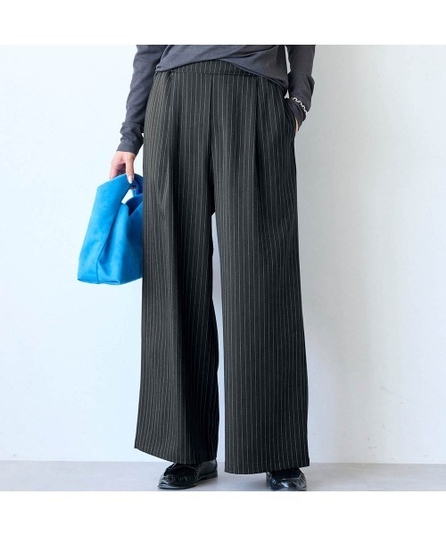 Belle Maison(ベルメゾン)の「ストライプイージーセミワイドパンツ(その他パンツ・レディース・ブラック系/ネイビー系・3L/LL/L/M/S)」の5枚目の写真