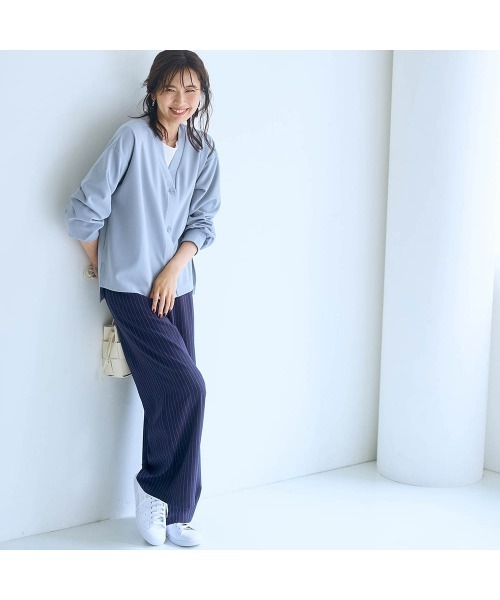 Belle Maison(ベルメゾン)の「ストライプイージーセミワイドパンツ(その他パンツ・レディース・ブラック系/ネイビー系・3L/LL/L/M/S)」の6枚目の写真