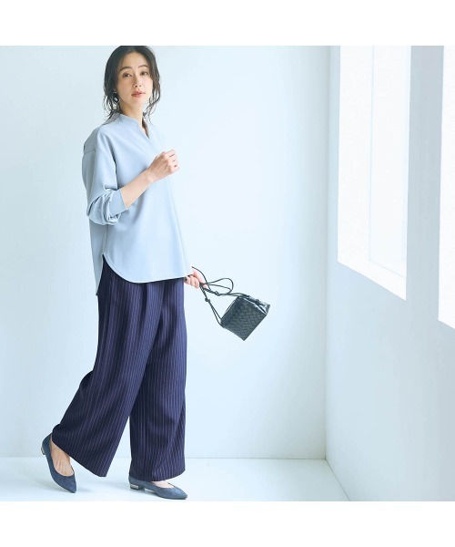 Belle Maison(ベルメゾン)の「ストライプイージーセミワイドパンツ(その他パンツ・レディース・ブラック系/ネイビー系・3L/LL/L/M/S)」の7枚目の写真
