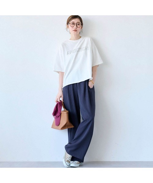 Belle Maison(ベルメゾン)の「ストライプイージーセミワイドパンツ(その他パンツ・レディース・ブラック系/ネイビー系・3L/LL/L/M/S)」の9枚目の写真