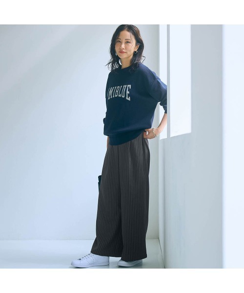Belle Maison(ベルメゾン)の「ストライプイージーセミワイドパンツ(その他パンツ・レディース・ブラック系/ネイビー系・3L/LL/L/M/S)」の12枚目の写真