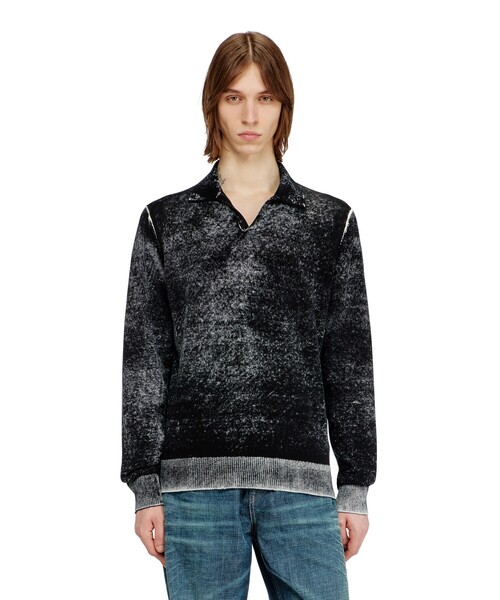 DIESEL(ディーゼル)の「メンズ 長袖ポロニット K-LAWRENCE(ニット/セーター・メンズ・ブラック/ベージュ系その他・X-LARGE/SMALL/LARGE/MEDIUM/X-SMALL)」の1枚目の写真