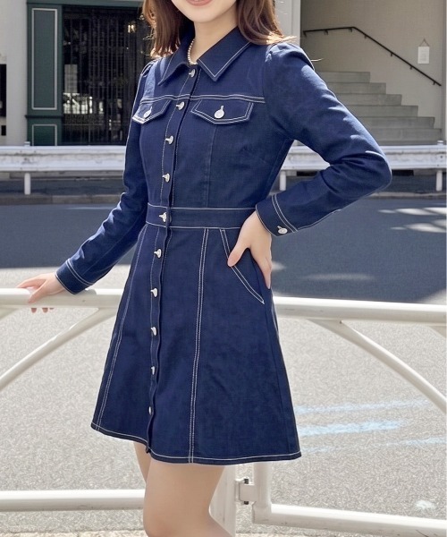 FUN（ファン）の「デニムミニワンピース（ワンピース・レディース・ブラック/インディゴブルー・S/M）」の4枚目の写真
