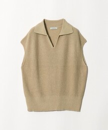 メランジ スキッパー ニット ベスト