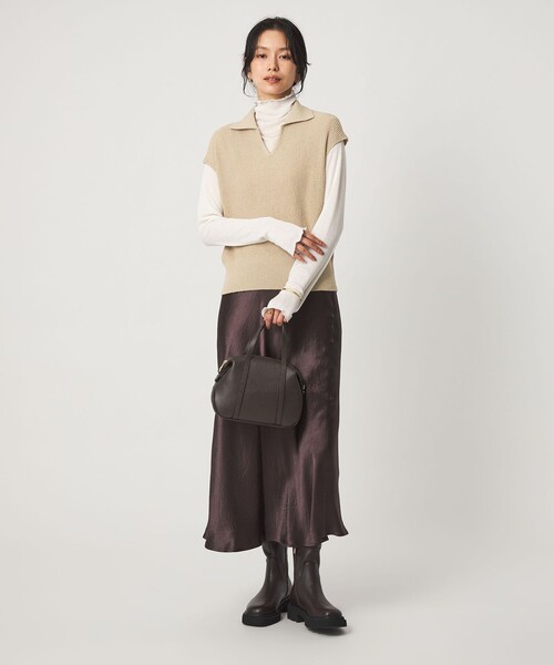 green label relaxing(グリーンレーベルリラクシング)の「メランジ スキッパー ニット ベスト(ベスト・レディース・ネイビー/ダークグレー/ナチュラル・FREE)」の8枚目の写真