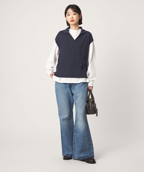 green label relaxing(グリーンレーベルリラクシング)の「メランジ スキッパー ニット ベスト(ベスト・レディース・ネイビー/ダークグレー/ナチュラル・FREE)」の11枚目の写真