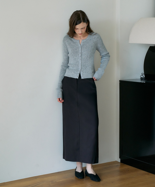 DEHEVE（デヘヴェ）の「Slim Rib Cardigan [Gray]（カーディガン/ボレロ・レディース・ライトグレー・OS）」の4枚目の写真
