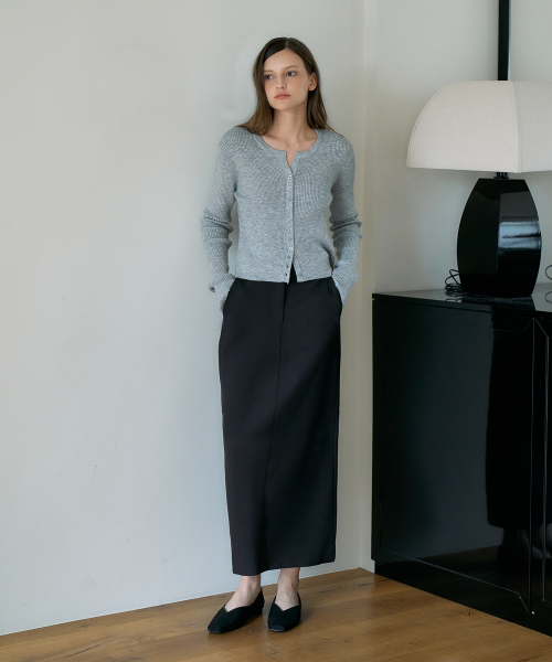 DEHEVE（デヘヴェ）の「Slim Rib Cardigan [Gray]（カーディガン/ボレロ・レディース・ライトグレー・OS）」の5枚目の写真