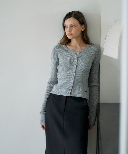 DEHEVE（デヘヴェ）の「Slim Rib Cardigan [Gray]（カーディガン/ボレロ・レディース・ライトグレー・OS）」の8枚目の写真