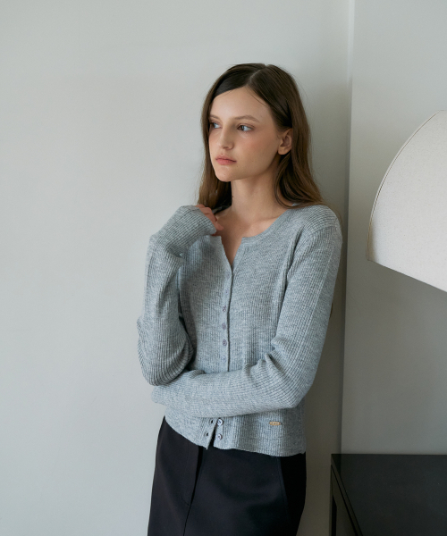 DEHEVE（デヘヴェ）の「Slim Rib Cardigan [Gray]（カーディガン/ボレロ・レディース・ライトグレー・OS）」の9枚目の写真