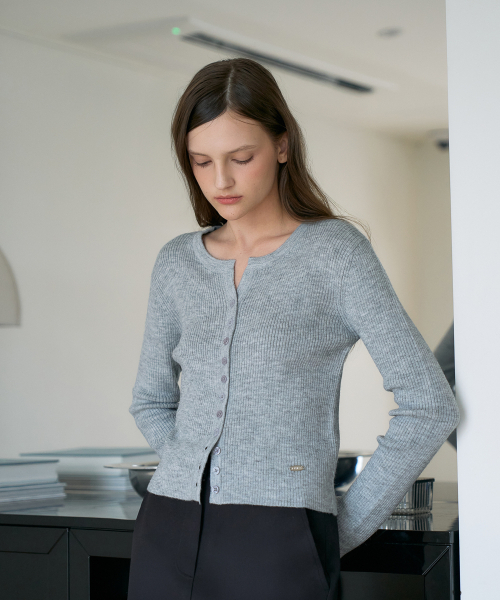 DEHEVE（デヘヴェ）の「Slim Rib Cardigan [Gray]（カーディガン/ボレロ・レディース・ライトグレー・OS）」の12枚目の写真