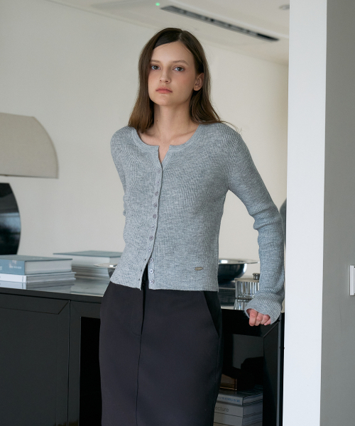 DEHEVE（デヘヴェ）の「Slim Rib Cardigan [Gray]（カーディガン/ボレロ・レディース・ライトグレー・OS）」の13枚目の写真