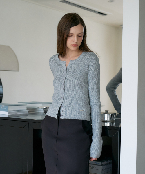 DEHEVE（デヘヴェ）の「Slim Rib Cardigan [Gray]（カーディガン/ボレロ・レディース・ライトグレー・OS）」の14枚目の写真