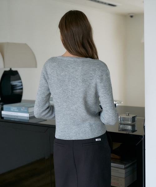 DEHEVE（デヘヴェ）の「Slim Rib Cardigan [Gray]（カーディガン/ボレロ・レディース・ライトグレー・OS）」の15枚目の写真