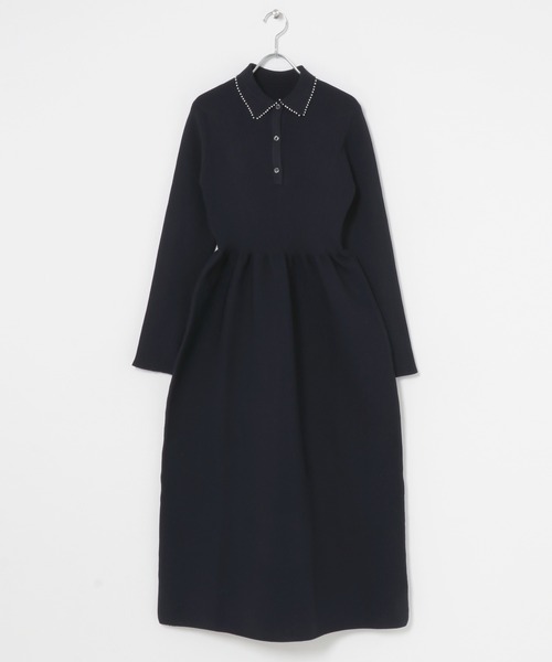 URBAN RESEARCH ROSSO WOMEN(アーバンリサーチ ロッソ)の「『一部WEB限定カラー』パールトリムフォルムニットワンピース(ワンピース・レディース・ブラック/ベージュ/ネイビー・36/38)」の9枚目の写真
