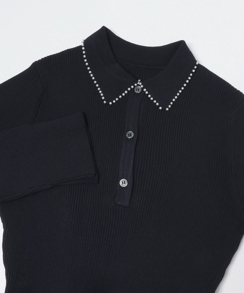 URBAN RESEARCH ROSSO WOMEN(アーバンリサーチ ロッソ)の「『一部WEB限定カラー』パールトリムフォルムニットワンピース(ワンピース・レディース・ブラック/ベージュ/ネイビー・36/38)」の10枚目の写真