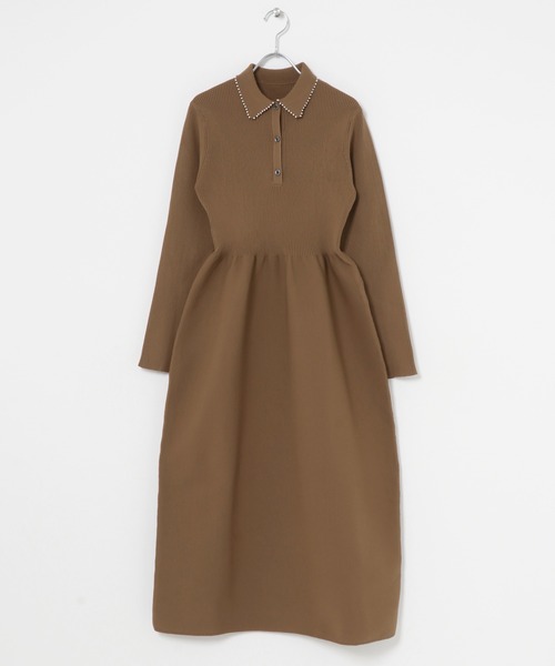 URBAN RESEARCH ROSSO WOMEN(アーバンリサーチ ロッソ)の「『一部WEB限定カラー』パールトリムフォルムニットワンピース(ワンピース・レディース・ブラック/ベージュ/ネイビー・36/38)」の11枚目の写真