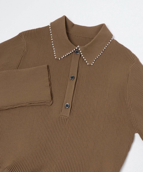 URBAN RESEARCH ROSSO WOMEN(アーバンリサーチ ロッソ)の「『一部WEB限定カラー』パールトリムフォルムニットワンピース(ワンピース・レディース・ブラック/ベージュ/ネイビー・36/38)」の12枚目の写真