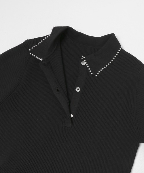 URBAN RESEARCH ROSSO WOMEN(アーバンリサーチ ロッソ)の「『一部WEB限定カラー』パールトリムフォルムニットワンピース(ワンピース・レディース・ブラック/ベージュ/ネイビー・36/38)」の4枚目の写真