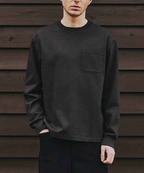 SEAGREEN(シーグリーン)の「SEAGREEN(シーグリーン) HEAVY JERSEY RIB L/S T-SHIRT ヘビージャージーリブロングTシャツ(Tシャツ/カットソー・メンズ・ブラック/ホワイト・2/3/4)」の1枚目の写真